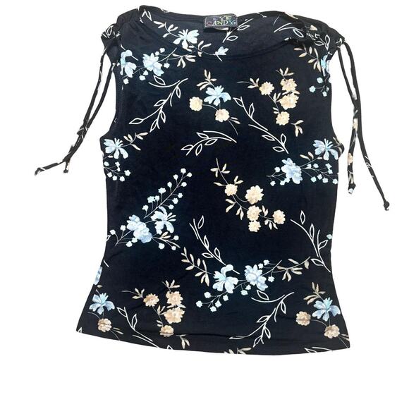 90'S VTG. EYE CANDY FLORAL ALL OVER PRINT TANK TOP BLOUSE SMALL - Picture 2 of 6